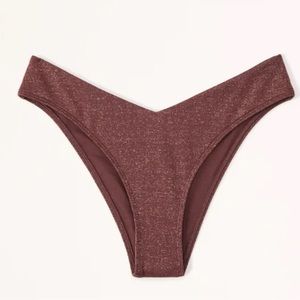 Abercrombie & Fitch High Leg Cheeky Bottom in Brown Shimmer